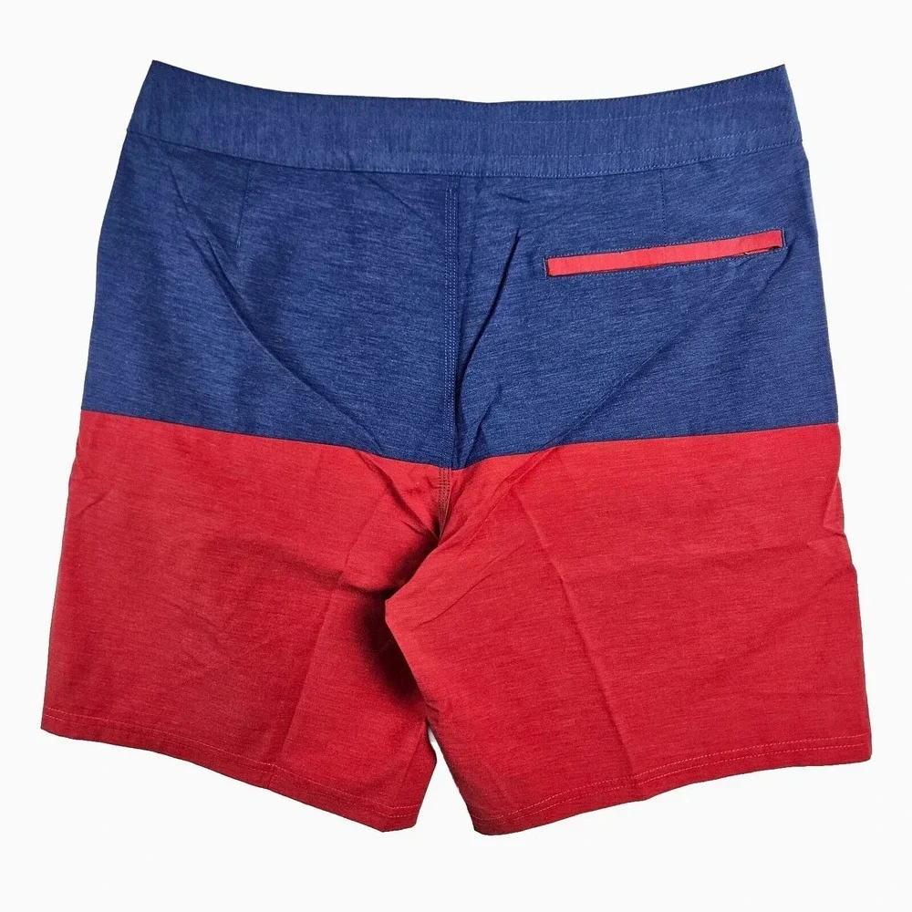 Fair Harbor Men's 33‎ Blue Red Board Shorts Colorblock Swim Trunks Surf Nautilus